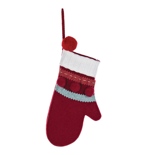 Melrose International Plush Mitten Ornament, Set of 24, Red/White - 87236DS