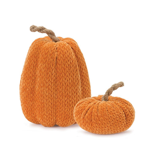 Melrose International Plush Fabric Pumpkin, Set of 2, Orange/Brown - 87243DS