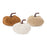 Melrose Plush Corduroy Fabric Pumpk, Set of 3, White/Brown - 87244DS