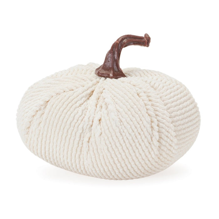Melrose Plush Corduroy Fabric Pumpk, Set of 3, White/Brown