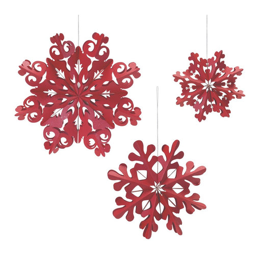 Melrose International Paper Snowflake Ornament, Set of 6, Red - 87249DS