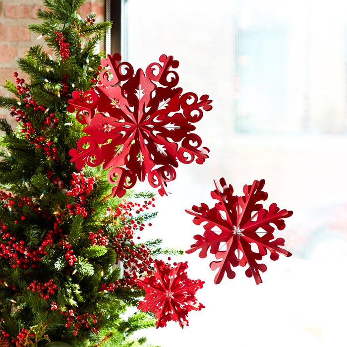 Melrose International Paper Snowflake Ornament, Set of 6, Red