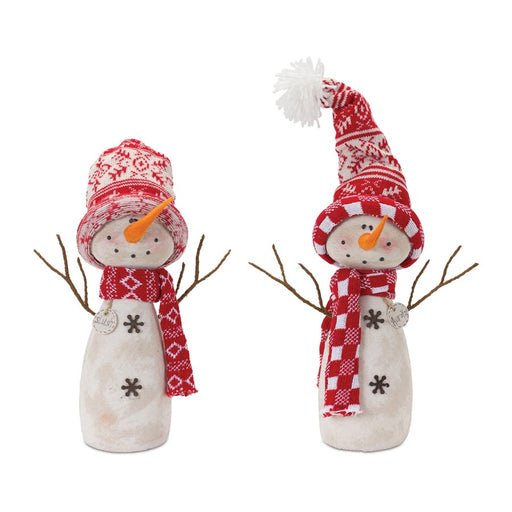 Melrose International Snowman Decor/Hat/Scarf, Set of 2, Red/Cream - 87252DS