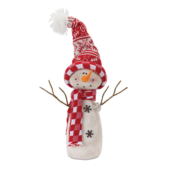 Melrose International Snowman Decor/Hat/Scarf, Set of 2, Red/Cream