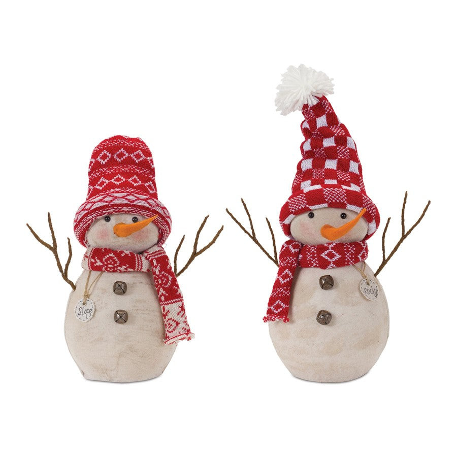 Melrose International Snowman Decor/Hat/Scarf, Set of 2, Red - 87253DS