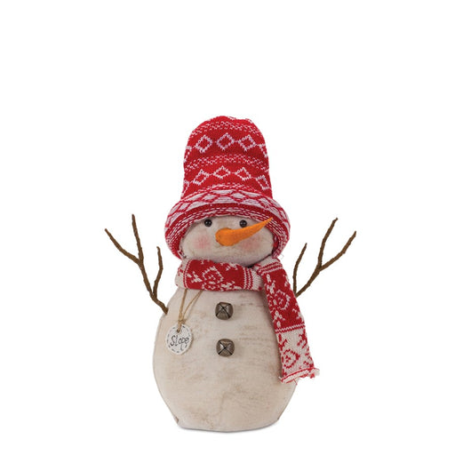 Melrose International Snowman Decor/Hat/Scarf, Set of 2, Red
