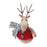 Melrose International Plush Deer/Sweater Ornament, Set of 12, Grey/Red