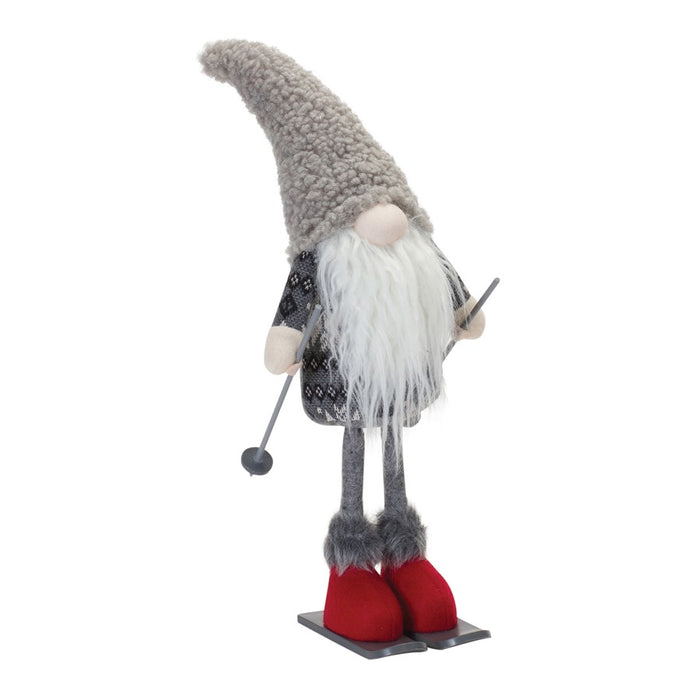 Melrose International Plush Winter Gnome on Skis, Set of 2, Red/Grey