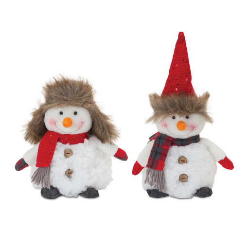 Melrose International Plush Snowman/Hat/Scarf, Set of 2, Red - 87266DS
