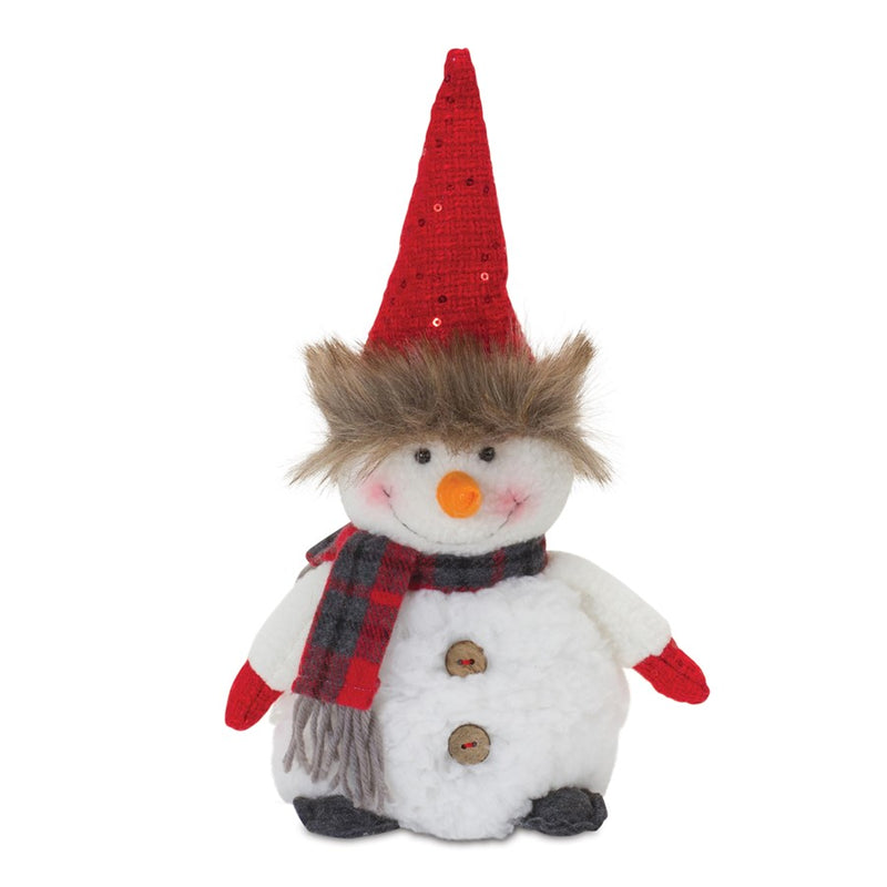 Melrose International Plush Snowman/Hat/Scarf, Set of 2, Red