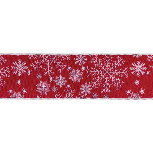 Melrose International Wired Polyester Ribbon 4"x5 yds, Red/White - 87268DS