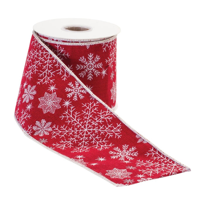 Melrose International Wired Polyester Ribbon 4"x5 yds, Red/White