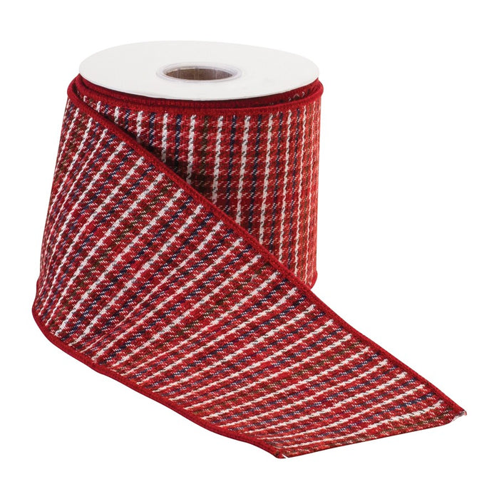 Melrose International Wired Polyester Ribbon 4"x10 yds, Red/Gold