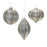 Melrose International Glittered Glass Ornament, Set of 6, Blue/Silver - 87271DS