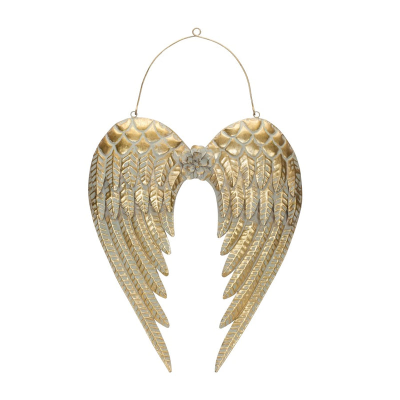 Melrose International Brushed Metal Angel Wings Ornament 30"H, Gold - 87276DS