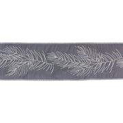 Melrose International Wired Polyester Ribbon 4"x5 yds, Grey/White - 87277DS