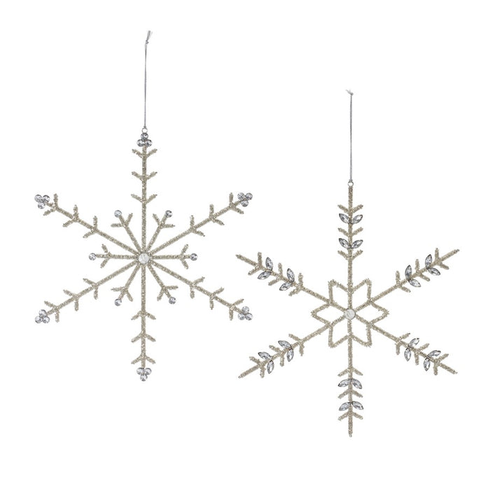 Melrose Jeweled Metal Snowflake Ornament, Set of 6, Silver - 87290DS