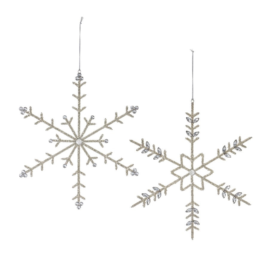 Melrose Jeweled Metal Snowflake Ornament, Set of 6, Silver - 87290DS