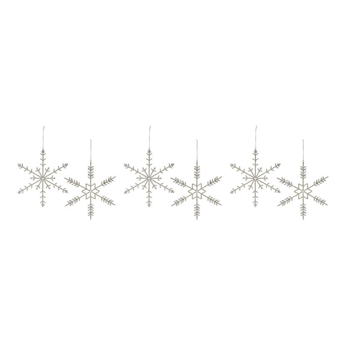 Melrose Jeweled Metal Snowflake Ornament, Set of 6, Silver