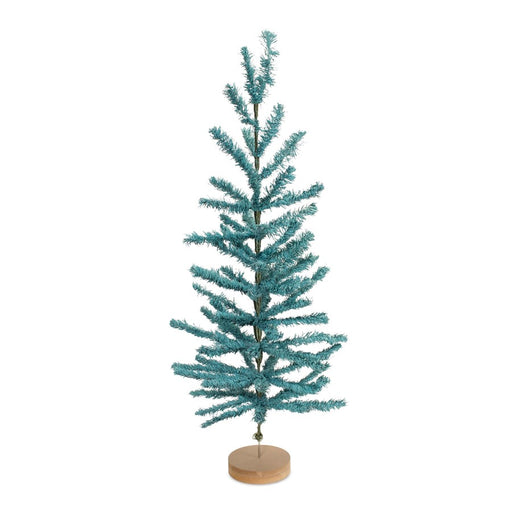 Melrose International Turquoise Pine Tree/Wood Base, Set of 2, Blue - 87294DS