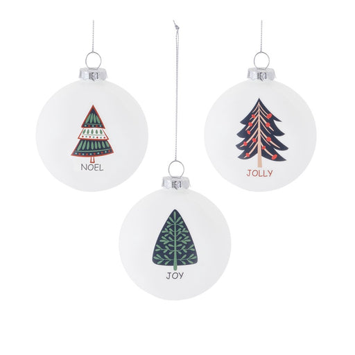 Melrose Tree Sentiment Ball Ornament, Set of 6, White/Blue - 87297DS