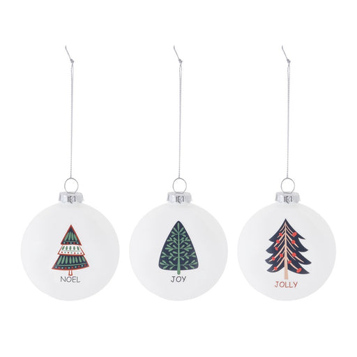 Melrose Tree Sentiment Ball Ornament, Set of 6, White/Blue