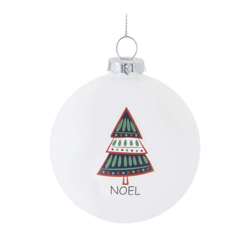 Melrose Tree Sentiment Ball Ornament, Set of 6, White/Blue