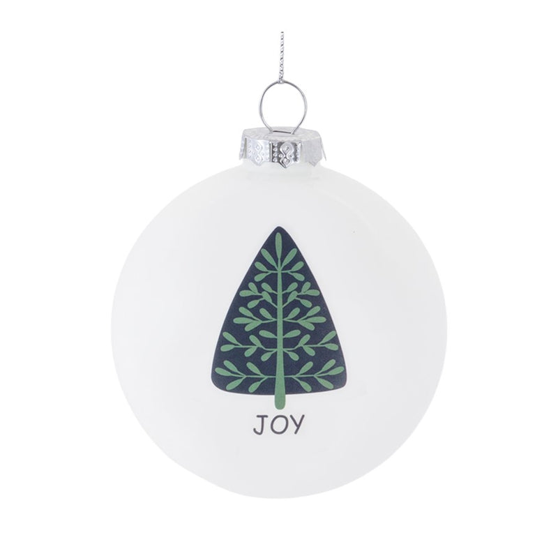 Melrose Tree Sentiment Ball Ornament, Set of 6, White/Blue