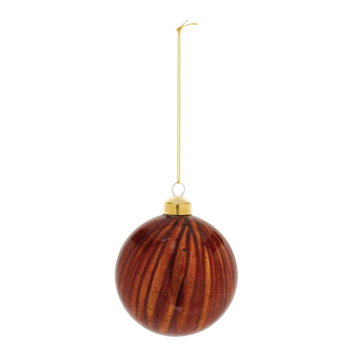 Melrose Int. Amber Glass Ball Ornament, Set of 12, Root BeeRed