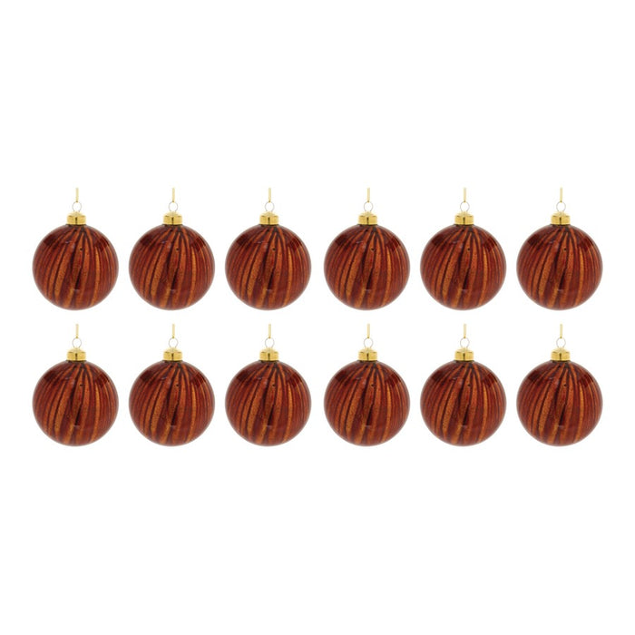 Melrose Int. Amber Glass Ball Ornament, Set of 12, Root BeeRed