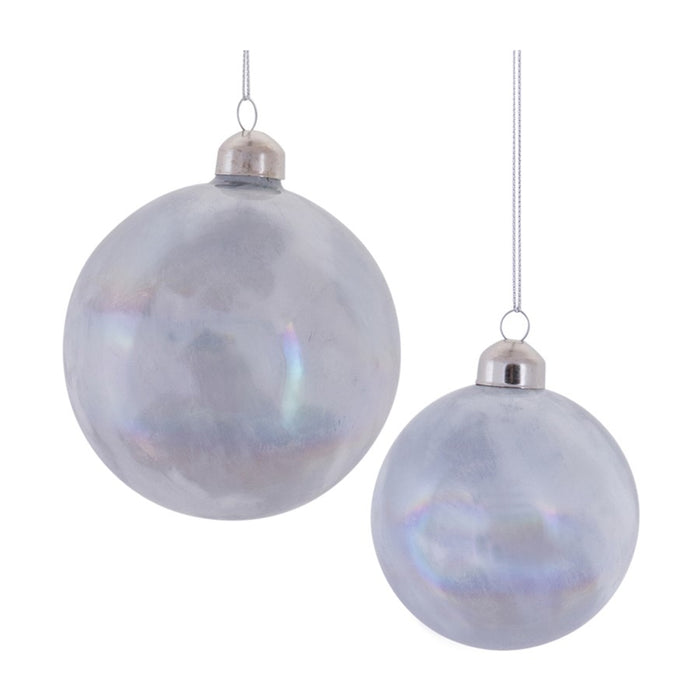 Melrose Int. Irridescent Glass Ball Ornament, Set of 12, Cream - 87309DS