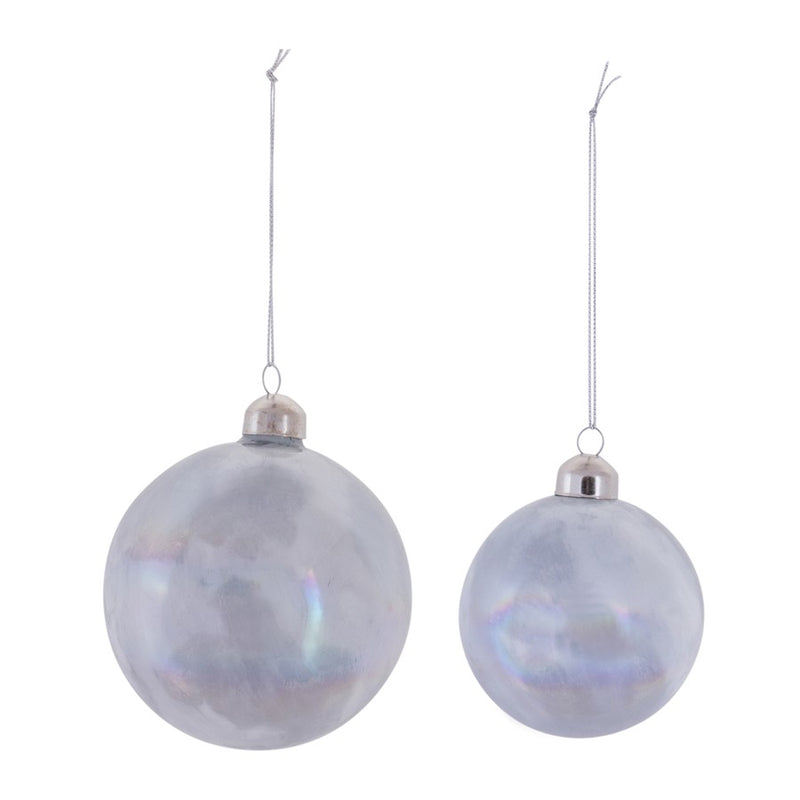 Melrose Int. Irridescent Glass Ball Ornament, Set of 6, Cream