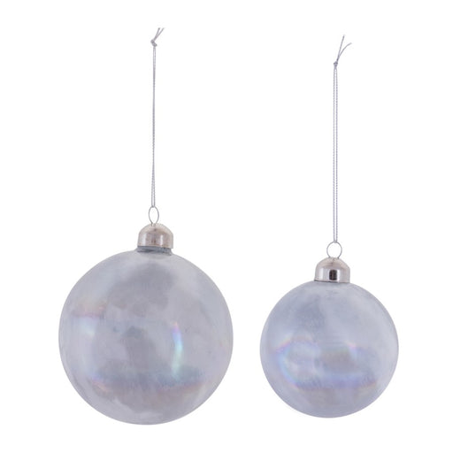 Melrose Int. Irridescent Glass Ball Ornament, Set of 6, Cream