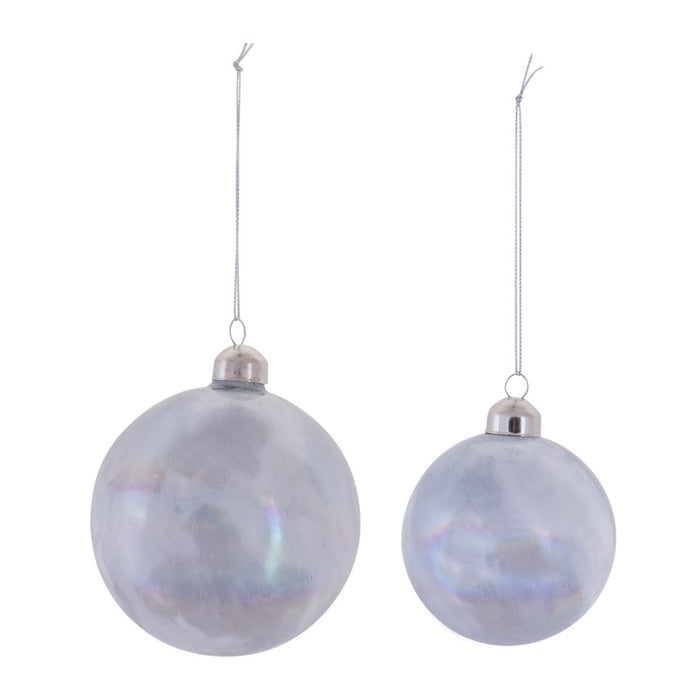 Melrose Int. Irridescent Glass Ball Ornament, Set of 6, Cream