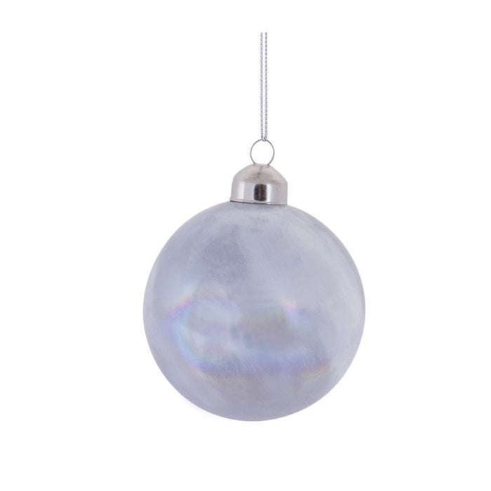 Melrose Int. Irridescent Glass Ball Ornament, Set of 6, Cream
