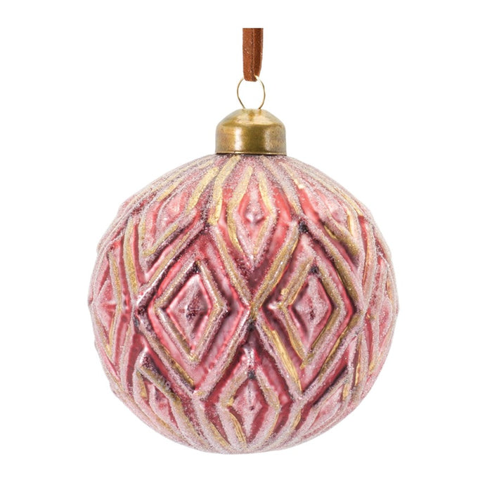 Melrose International Ornate Glass Ball Ornament, Set of 12, Red/Gold