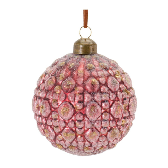 Melrose International Ornate Glass Ball Ornament, Set of 12, Red/Gold