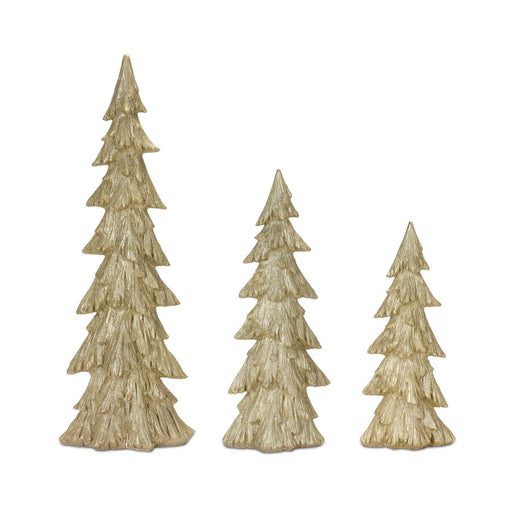 Melrose International Rustic Gold Pine Tree, Set of 3, Gold - 87325DS