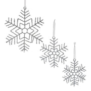 Melrose Glittered Wire Snowflake Ornament, Set of 12, Silver - 87350DS