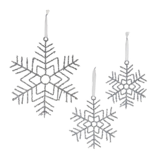 Melrose Glittered Wire Snowflake Ornament, Set of 12, Silver