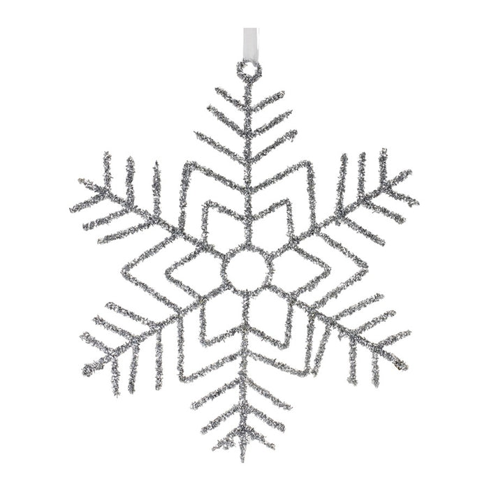 Melrose Glittered Wire Snowflake Ornament, Set of 12, Silver