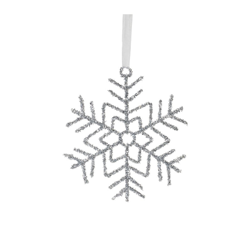 Melrose Glittered Wire Snowflake Ornament, Set of 12, Silver