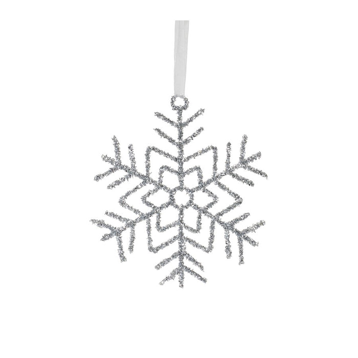 Melrose Glittered Wire Snowflake Ornament, Set of 12, Silver