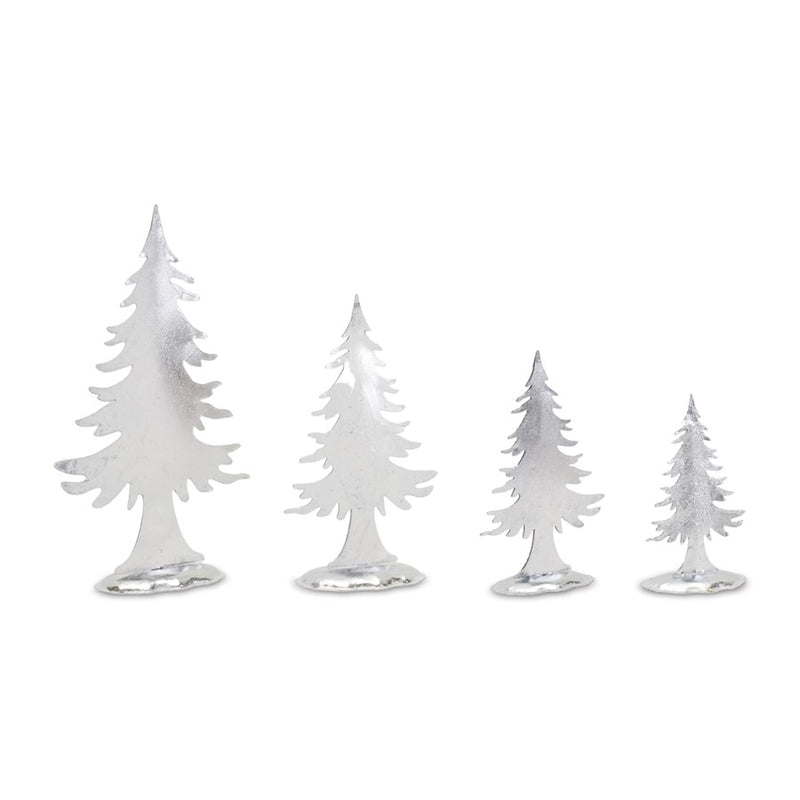 Melrose International Metal Pine Tree Decor, Set of 8, Silver - 87352DS
