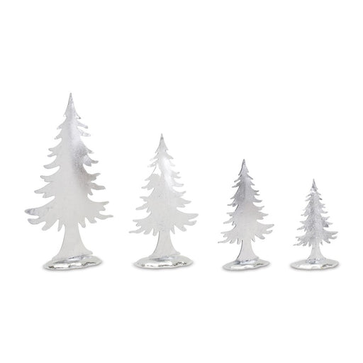 Melrose International Metal Pine Tree Decor, Set of 8, Silver - 87352DS