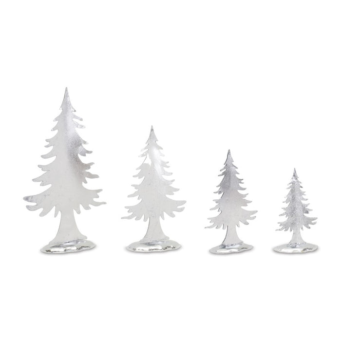 Melrose International Metal Pine Tree Decor, Set of 8, Silver - 87352DS