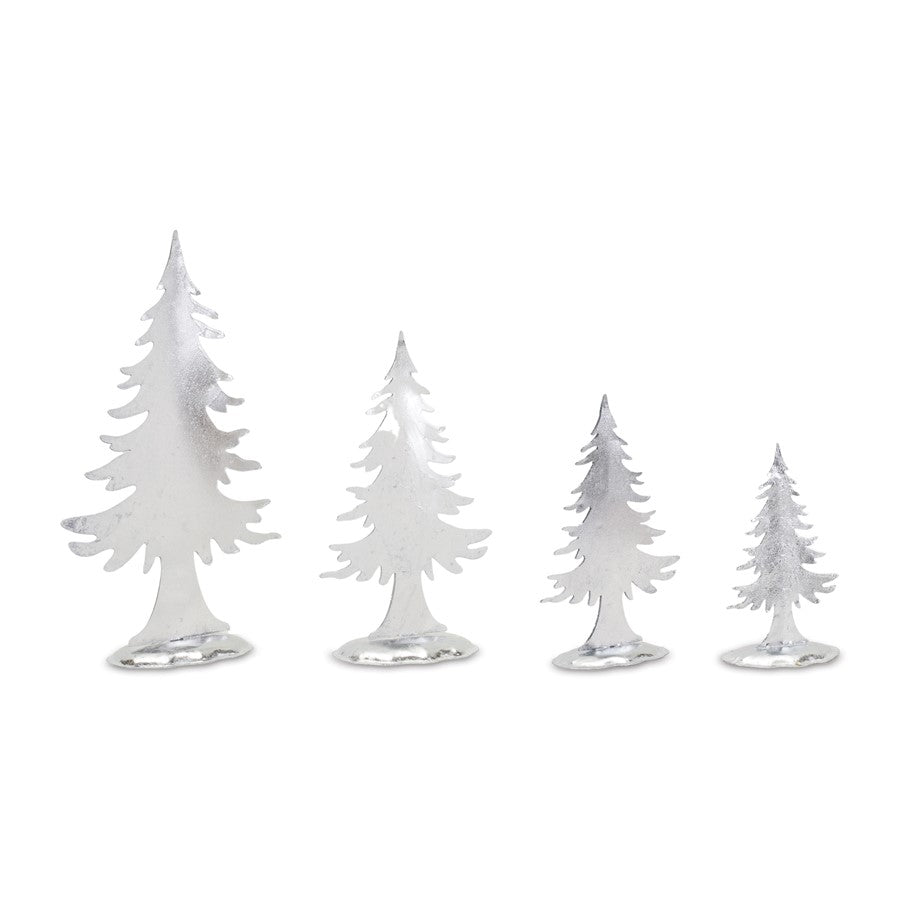 Melrose International Metal Pine Tree Decor, Set of 8, Silver - 87352DS