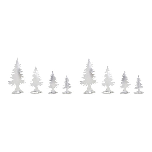 Melrose International Metal Pine Tree Decor, Set of 8, Silver