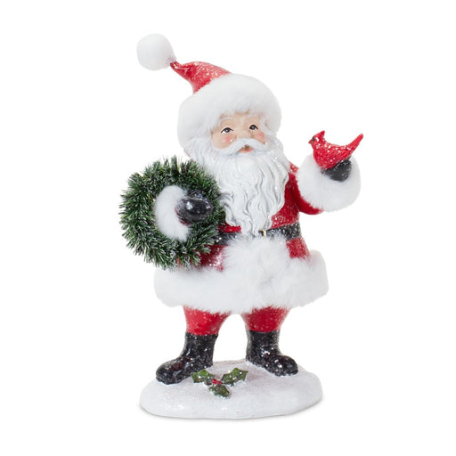 Melrose International Fluffy Santa Figurine, Set of 2, Red/White/Green