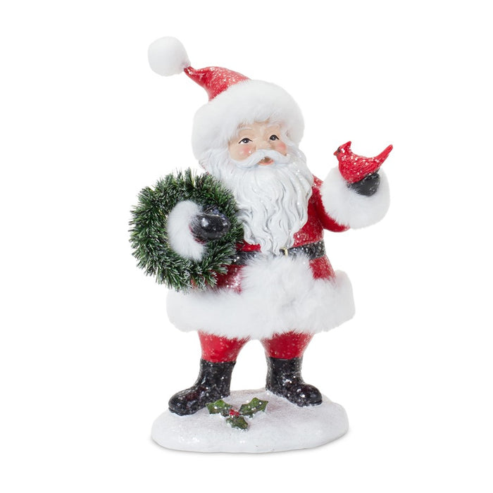 Melrose International Fluffy Santa Figurine, Set of 2, Red/White/Green